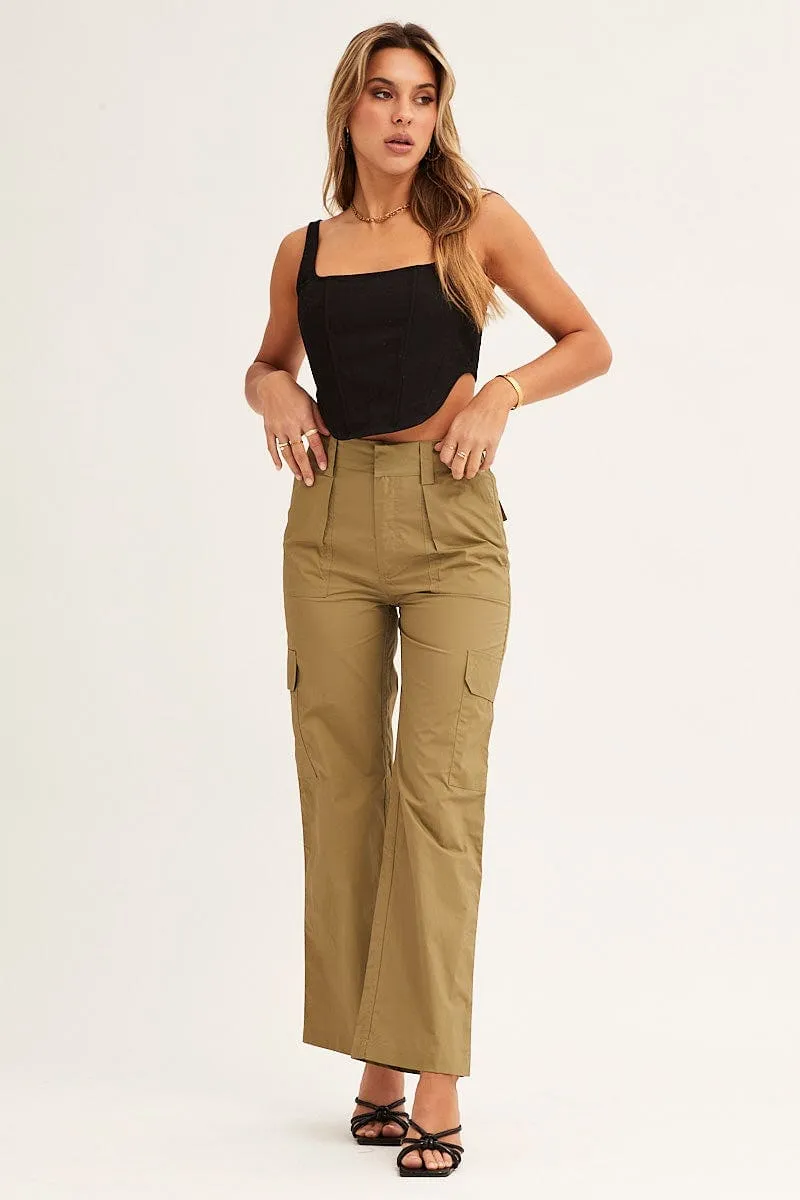 Sport Friendly Green Cargo Pants Mid Rise