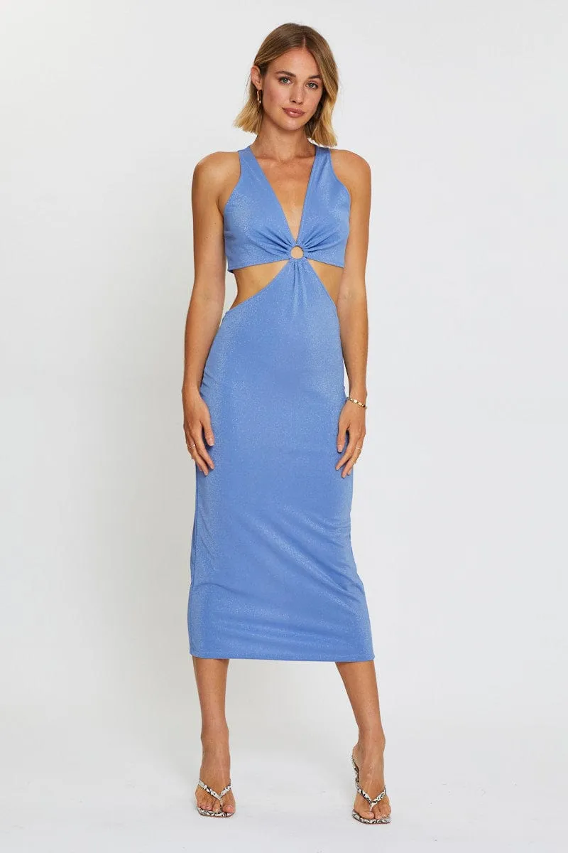 Perfect holiday dress Chic Traveler Blue Midi Dress Sleeveless