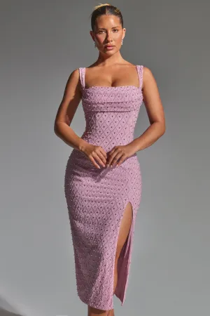Comfortable Jacket All Day Embellished Cowl-Neck Midaxi Dress in Mauve