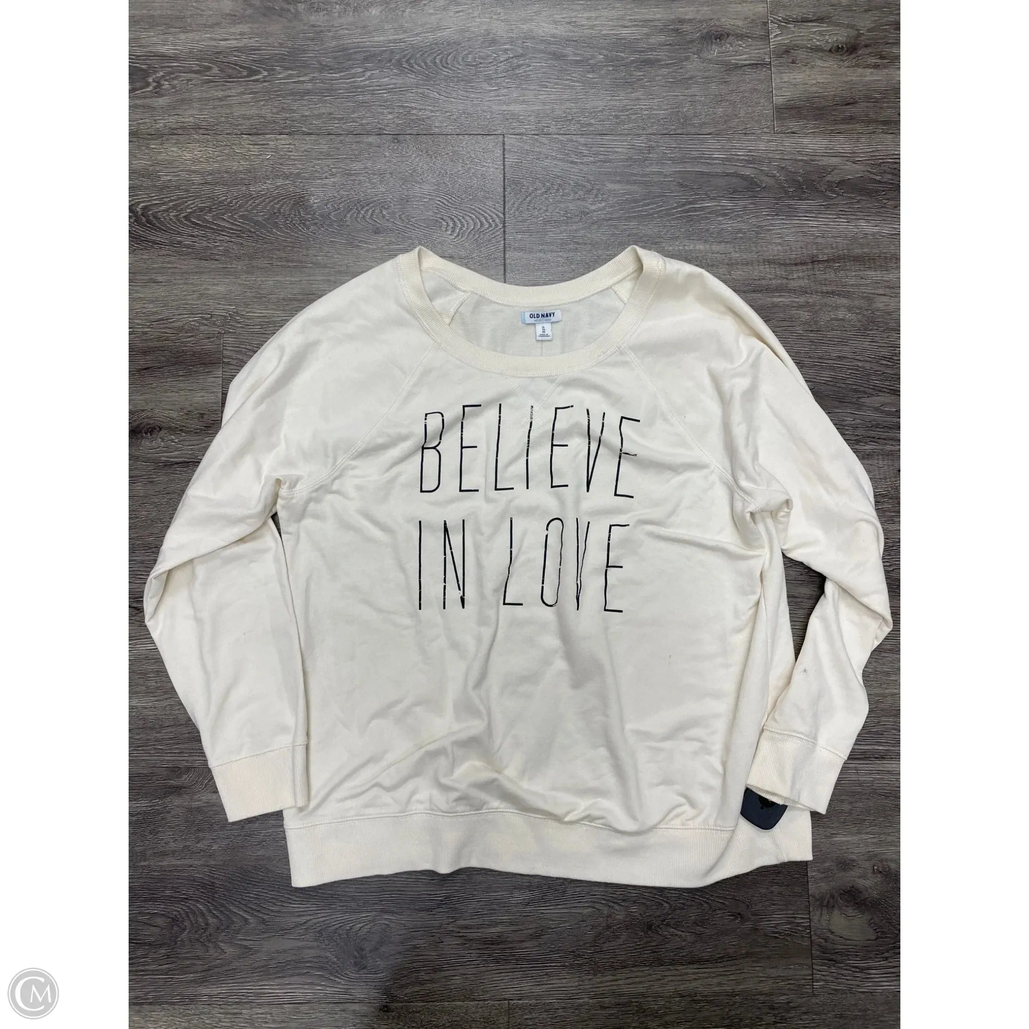 Trendy Fashion Sweatshirt Crewneck By Old Navy In Ivory, Size: Xl