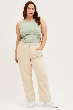 Trend Setter Trendy Premium Daywear Fit Beige Denim Jean High Rise Wide Leg