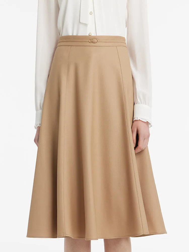 Season To Season Anti Static Lining Worsted Wool A-Line Half Skirt