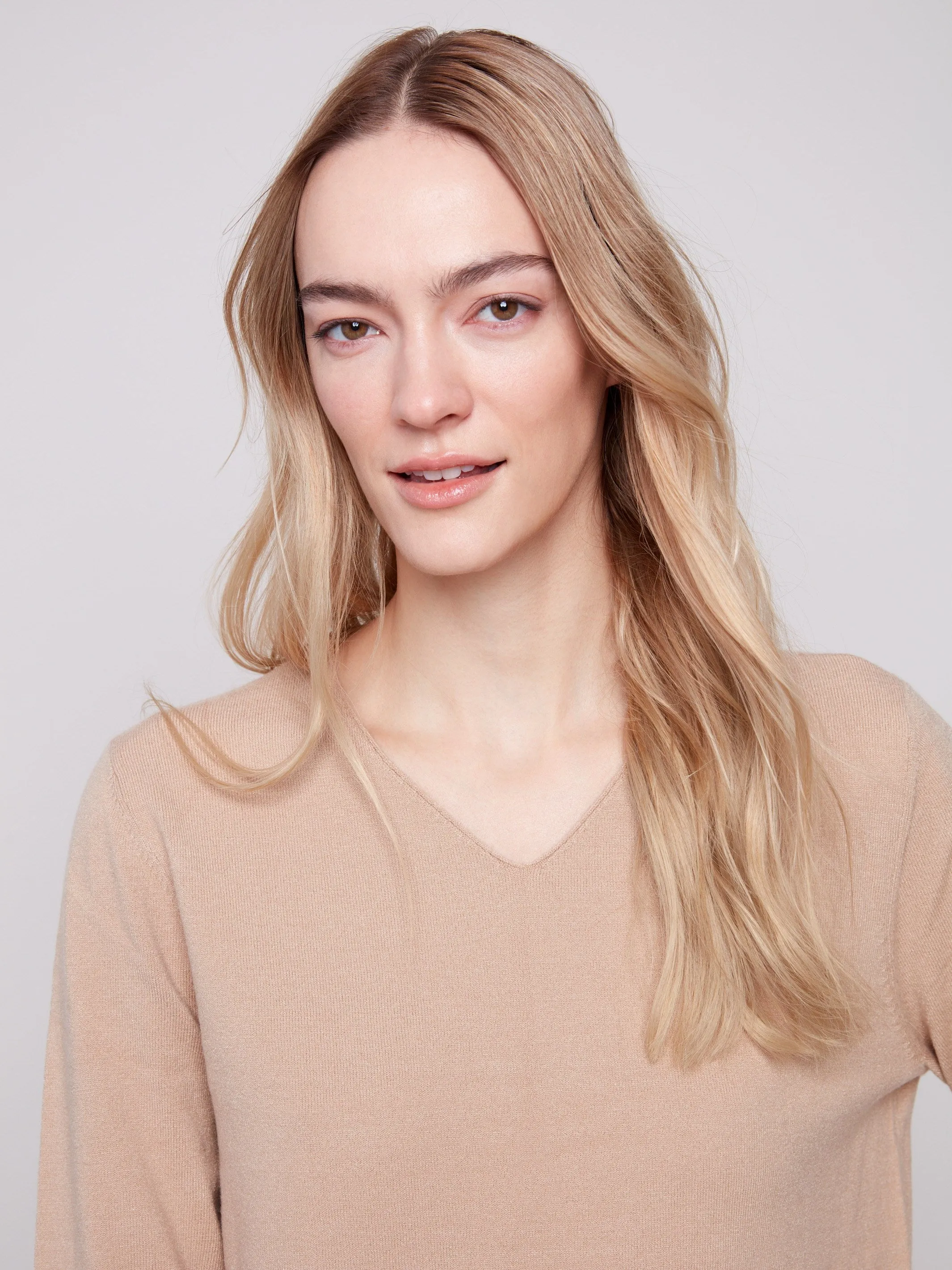 Basic V-Neck Sweater - Sesame Essential Wardrobe Snuggle Fit