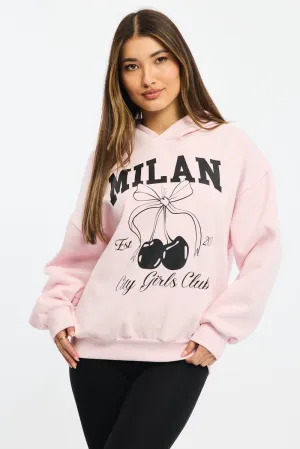 Pink Graphic Sweater Long Sleeve Popular