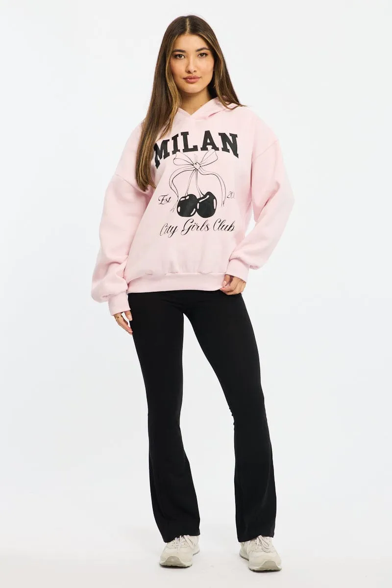 Pink Graphic Sweater Long Sleeve Relaxed Fashion Cozy Apparel