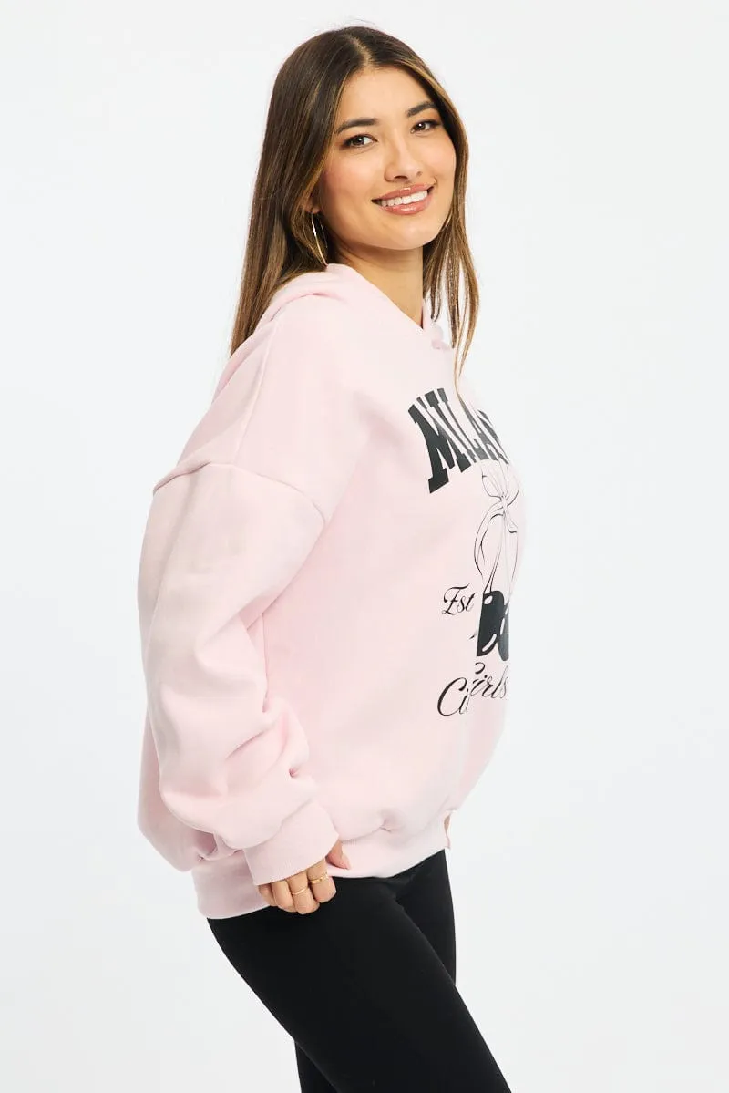 Pink Graphic Sweater Long Sleeve Cozy Protection dry cleanable