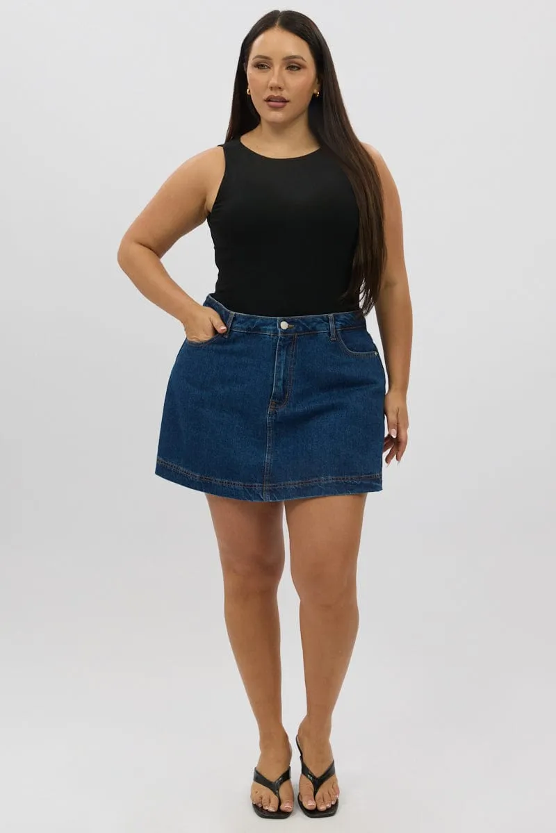 Denim Skorts High Rise Chic Tones