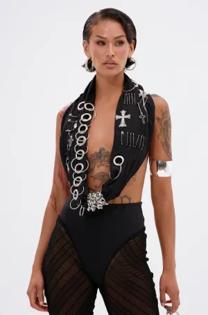 OVER EMBELLISHED HALTER TOP Stretchable Binding