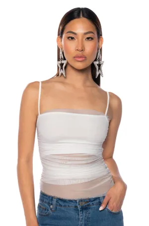 low maintenance cost IMOGEN SQUARE NECK MESH TANK TOP