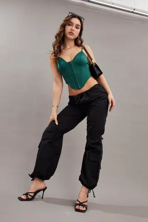 Black Cargo Parachute Pants Relaxed Cozy Touch Flexible Cut