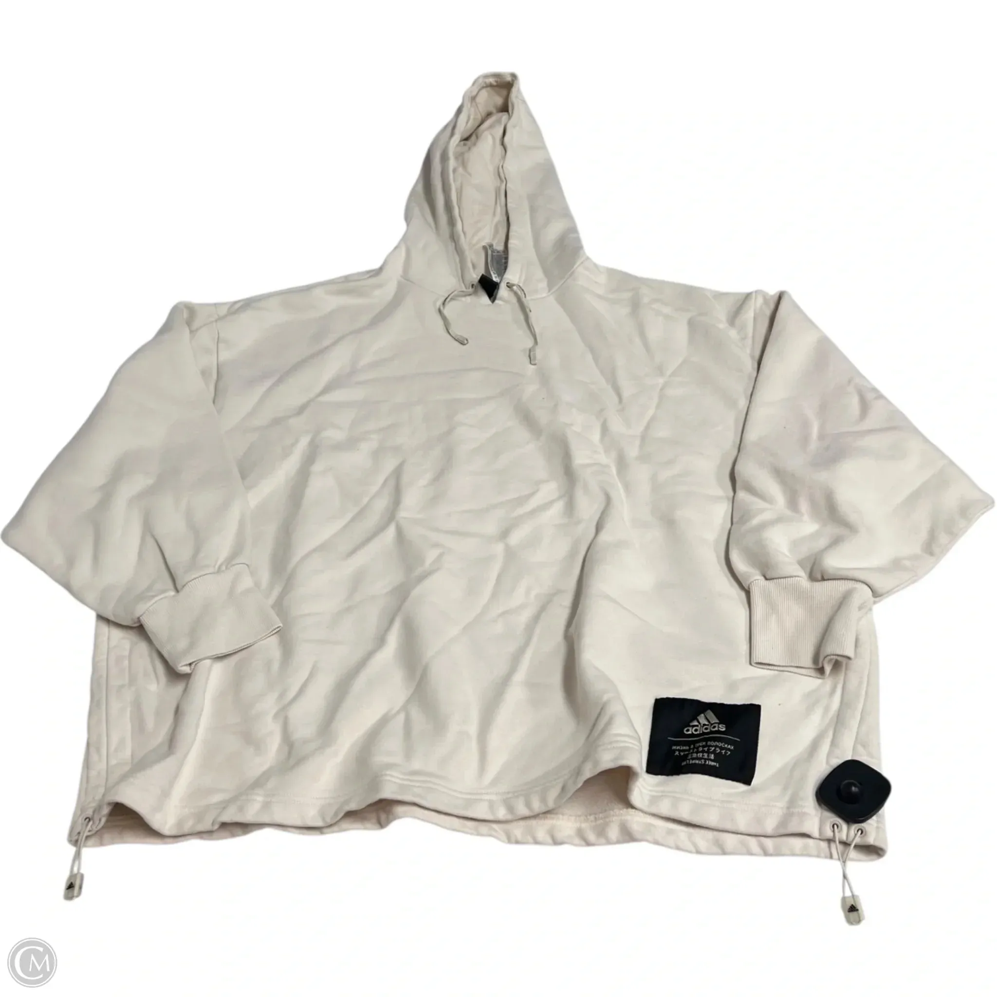 Athletic Sweatshirt Hoodie By Adidas In Cream, Size: S AntiClingFabric CompactFold