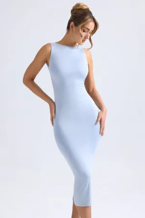 Ruched Open-Back Midaxi Dress in Light Blue Style Mood Luxury Core