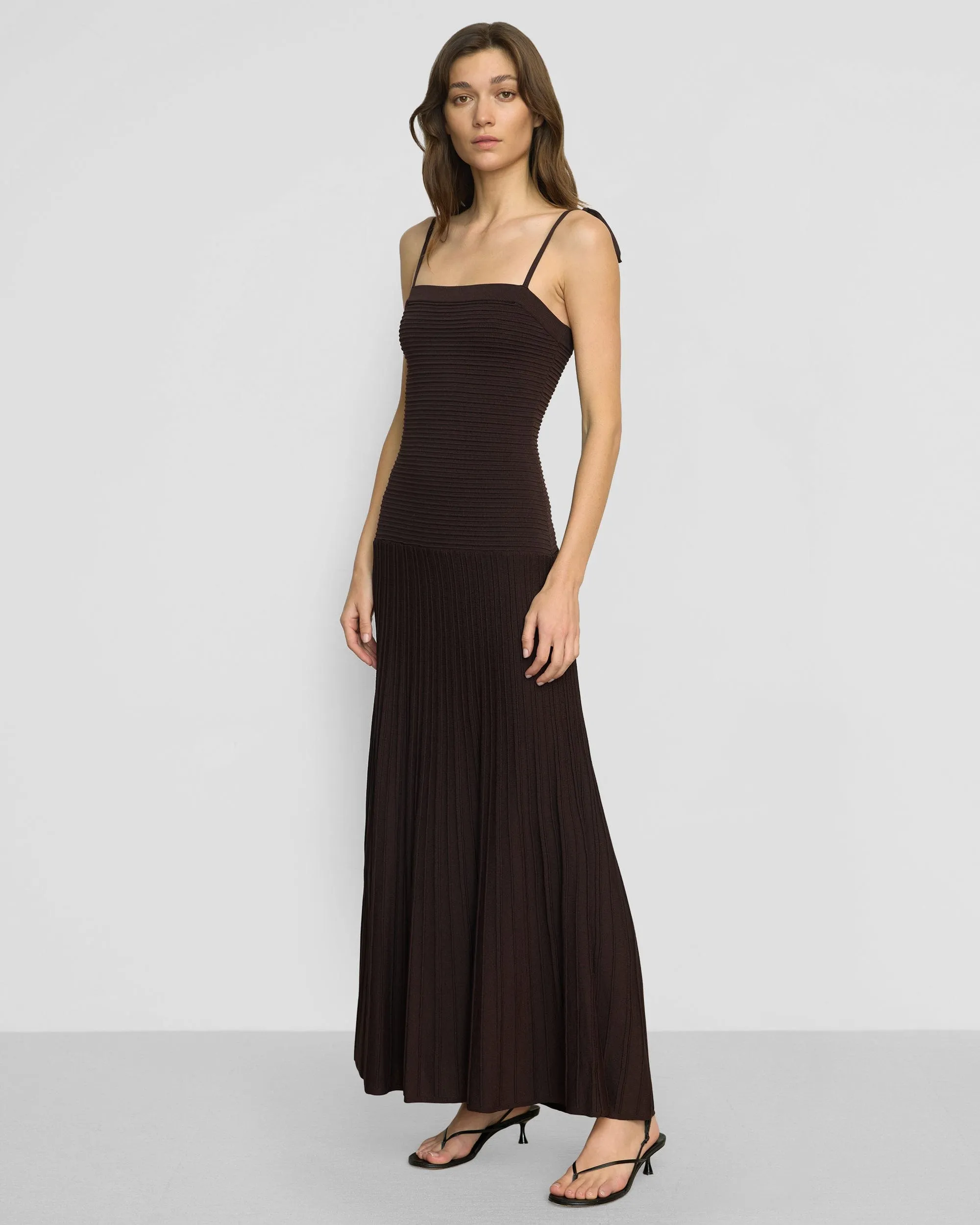 Chan Ottoman-Knit Dress Leather Core