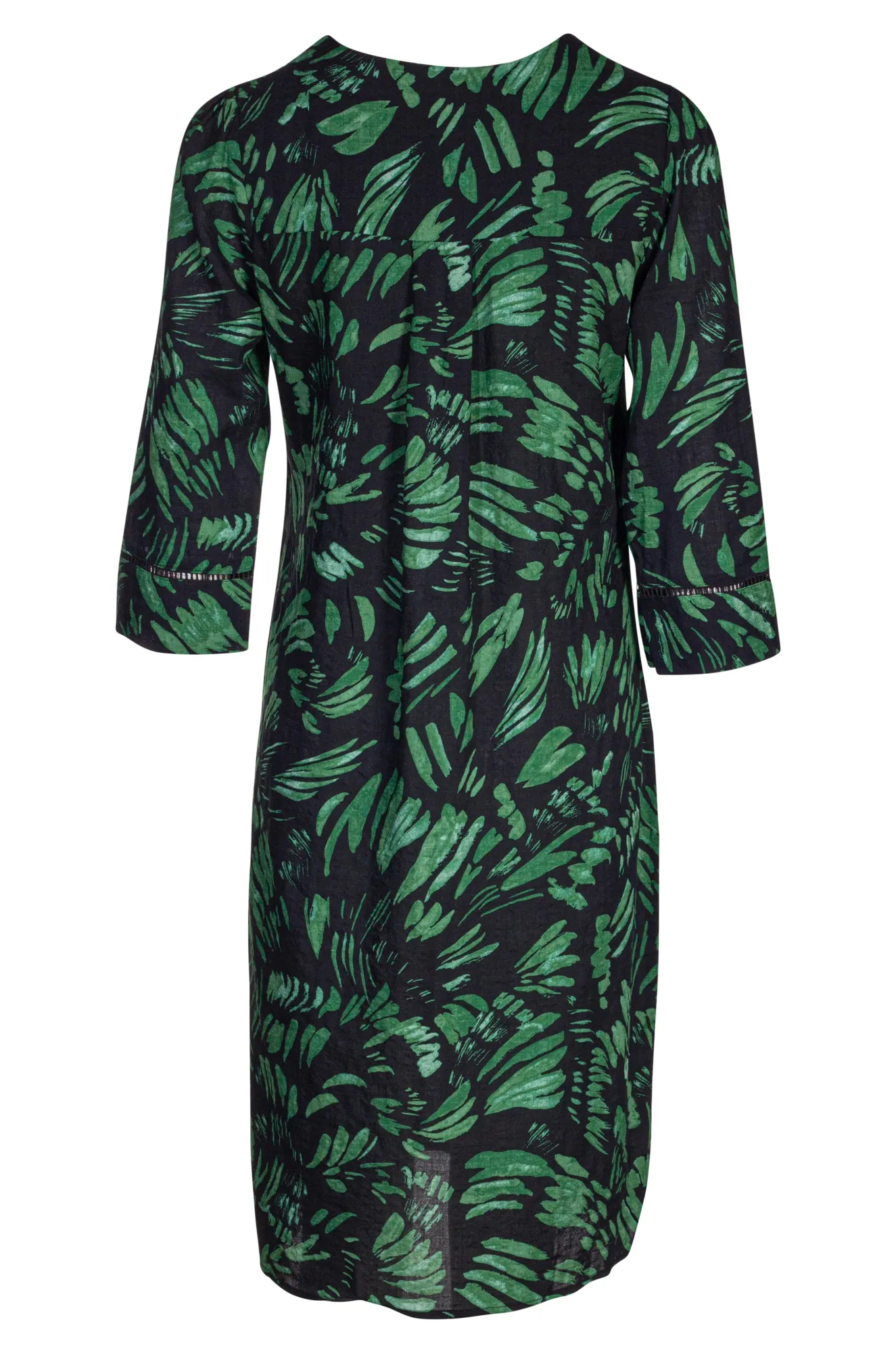 Cotton blend Dress with 3/4 sleeve | Green Blk Brushstroke | 6544A1 Modern Boots