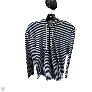 Adjustable Straps Sweatshirt Hoodie By Talbots In Blue & White, Size: L