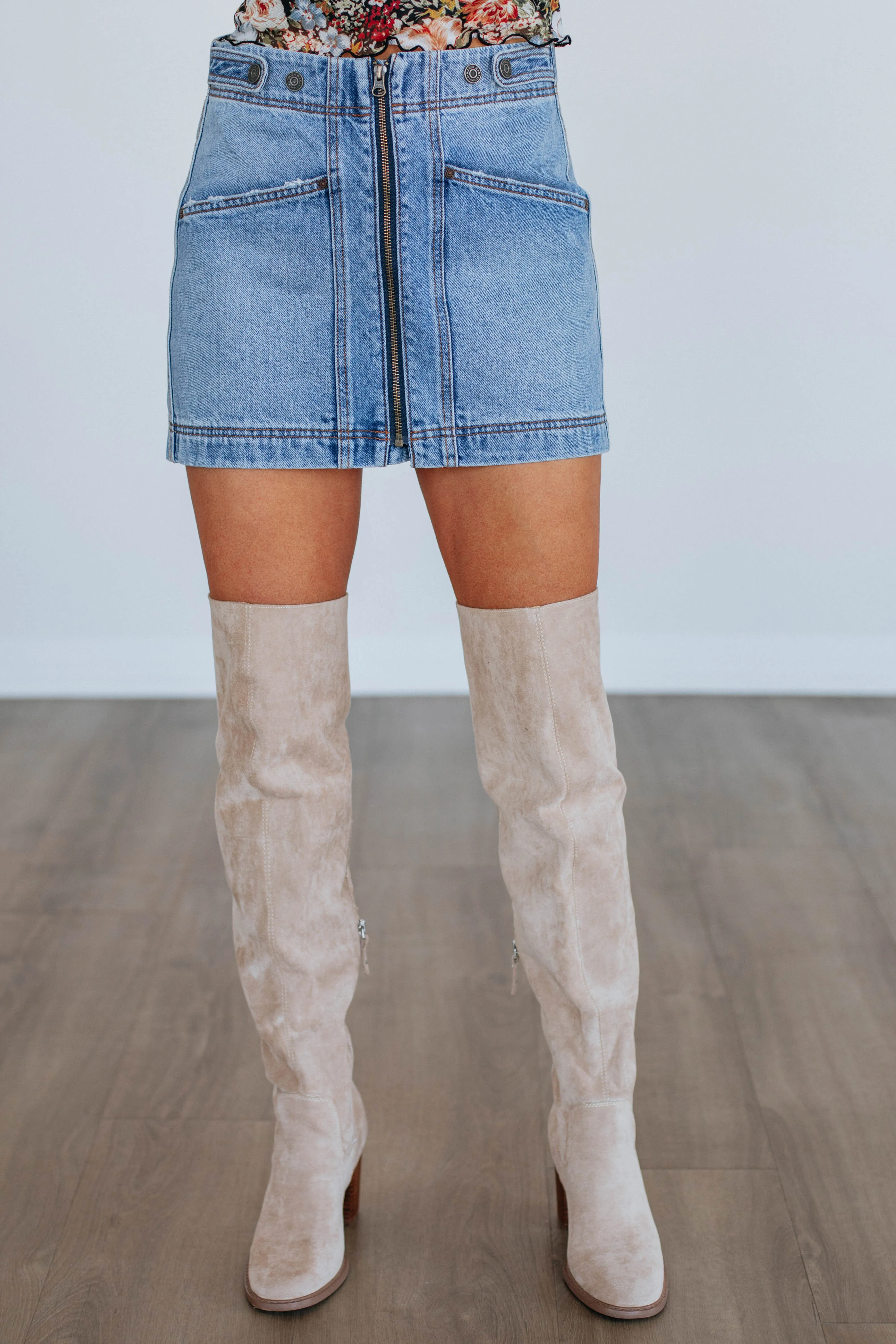 Slip Resistant Waistband Peyton Hidden Denim Skirt - Soulful