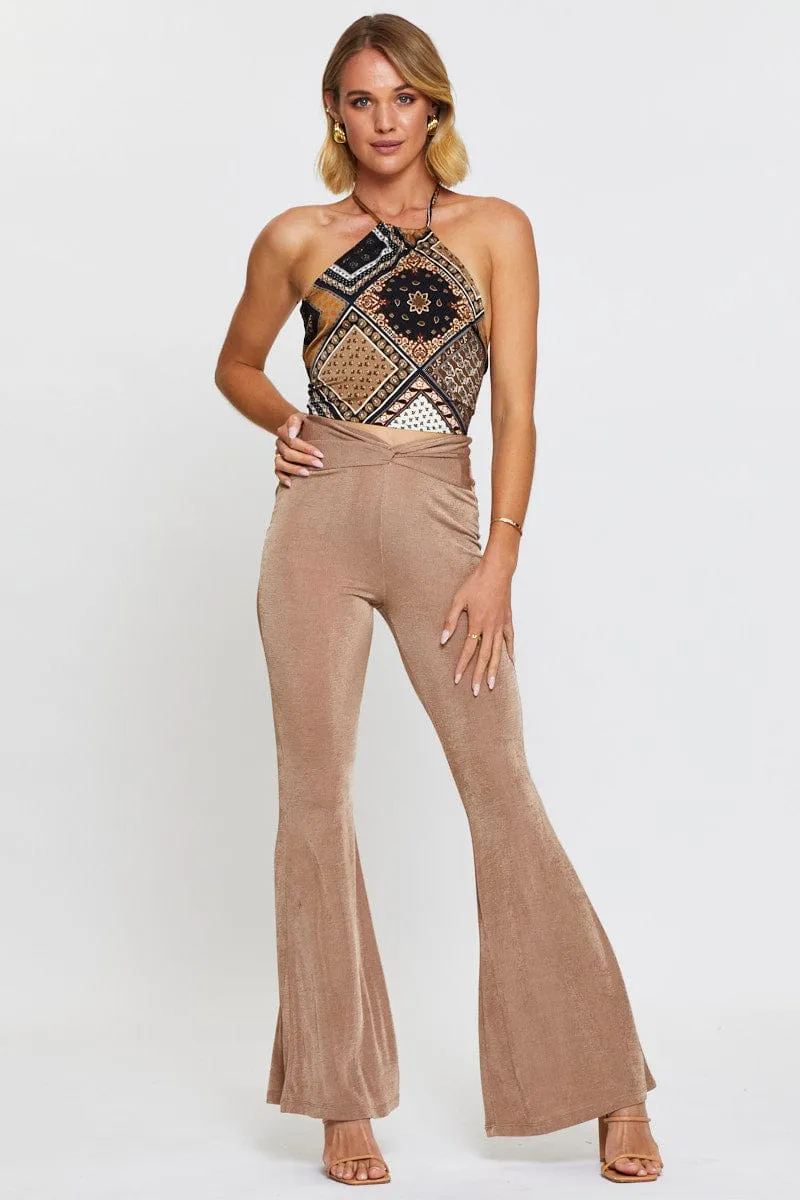 Brown Pants Flare Leg Perfect Silhouette