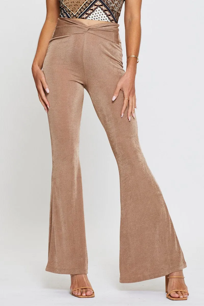 All-Purpose Comfort Brown Pants Flare Leg
