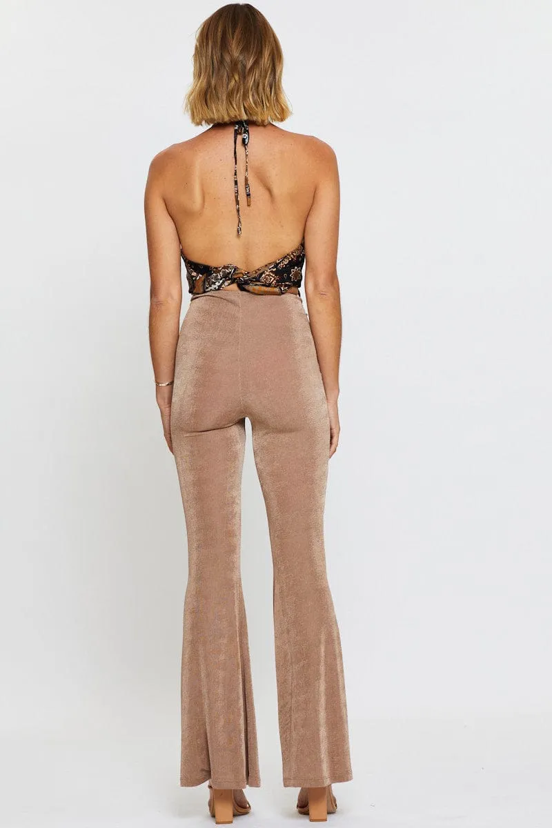 Stay Cool Low Bulk Brown Pants Flare Leg