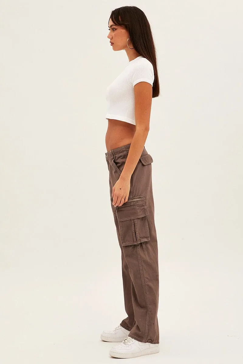 AntibacterialCoating Grey Wide Leg Denim Cargo Pants