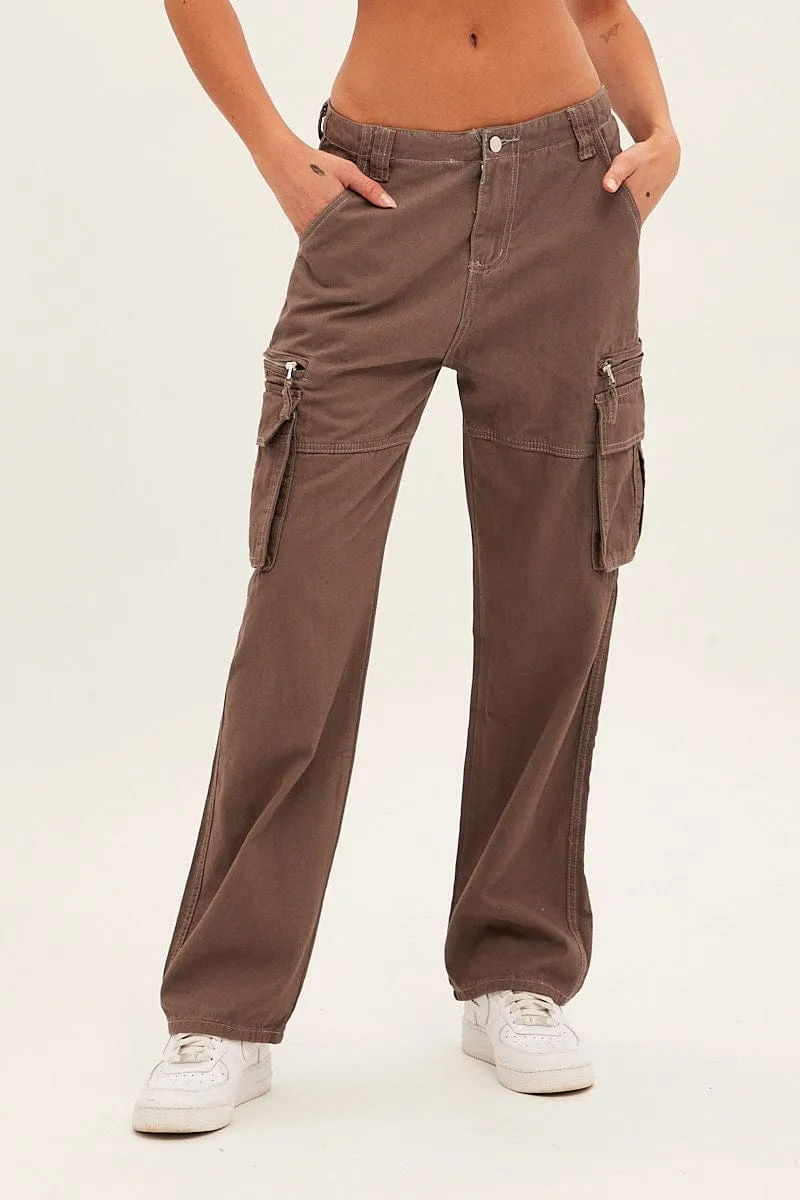 Perfectly Fit Work Flex Grey Wide Leg Denim Cargo Pants
