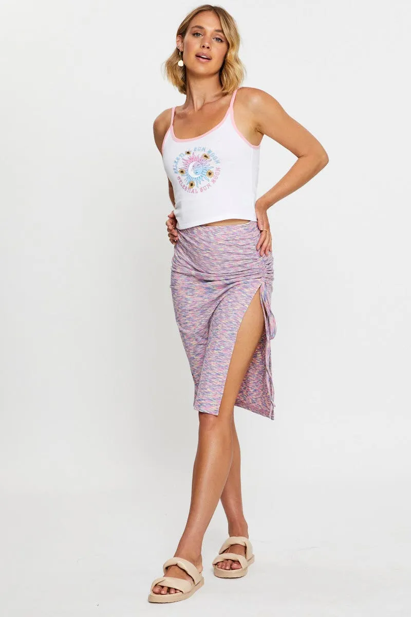 Multi Space Dye Rib Skirt Soft Motion Occasion Dressing