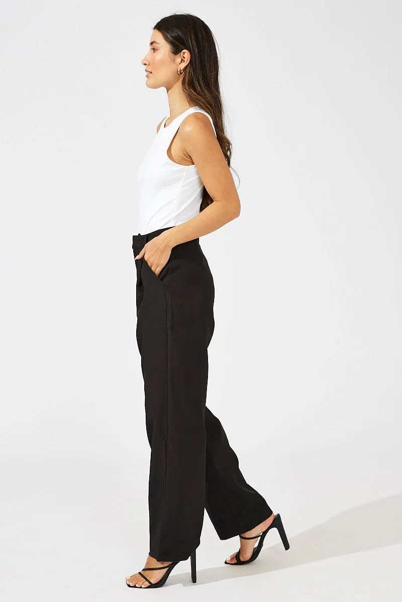 Black Wide Leg Pants High Rise Water resistant coating Premium Quality