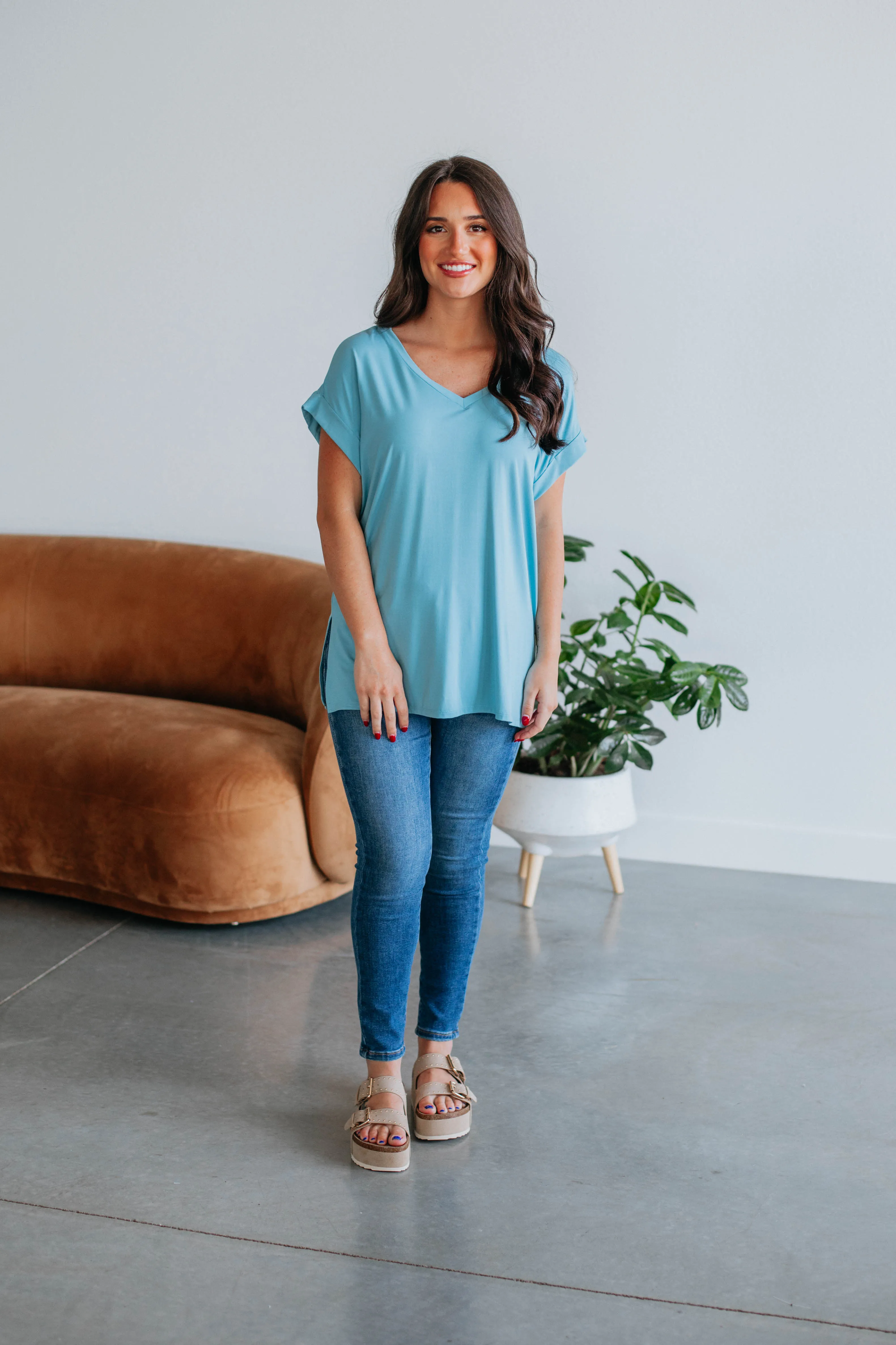 Jill Basic Tee - Dusty Blue Sustainable