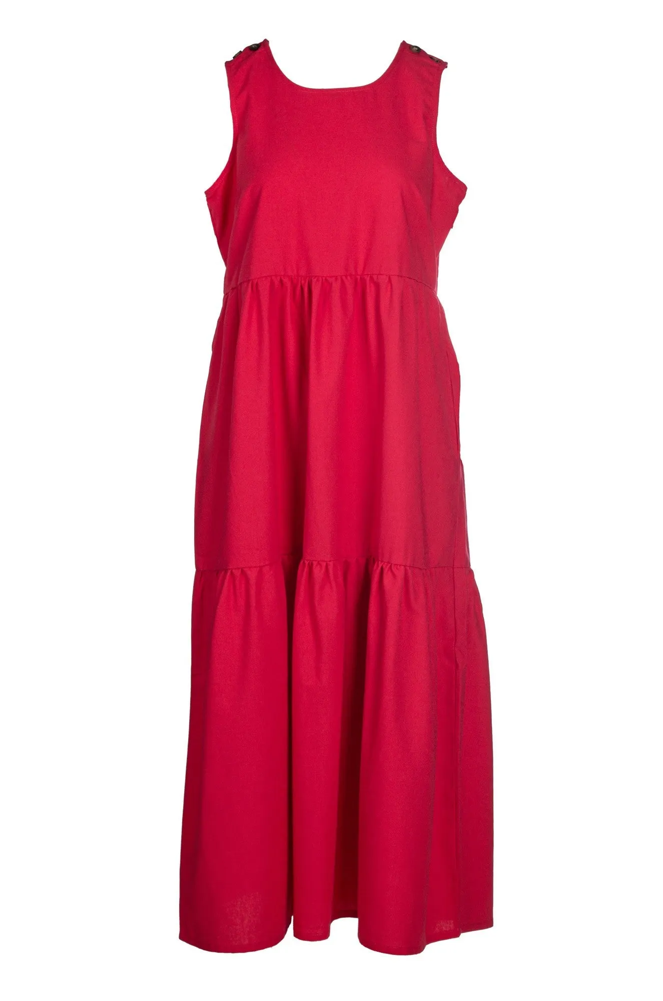 Cotton Linen Blend Dress | Coral Red | 6777A1 AntiPilling Finish Cold Weather Outfit