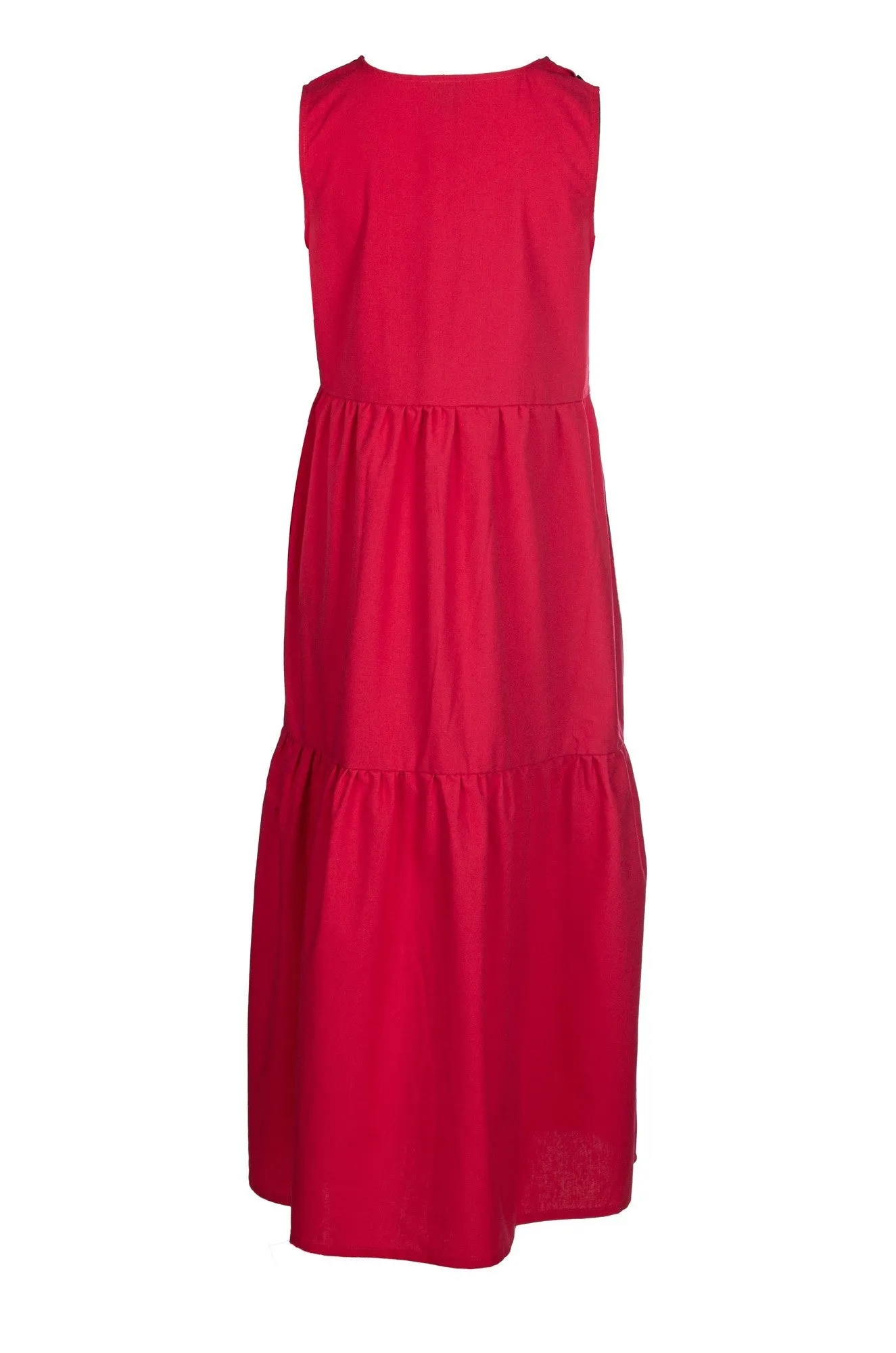 Cotton Linen Blend Dress | Coral Red | 6777A1 Comfortable Jacket