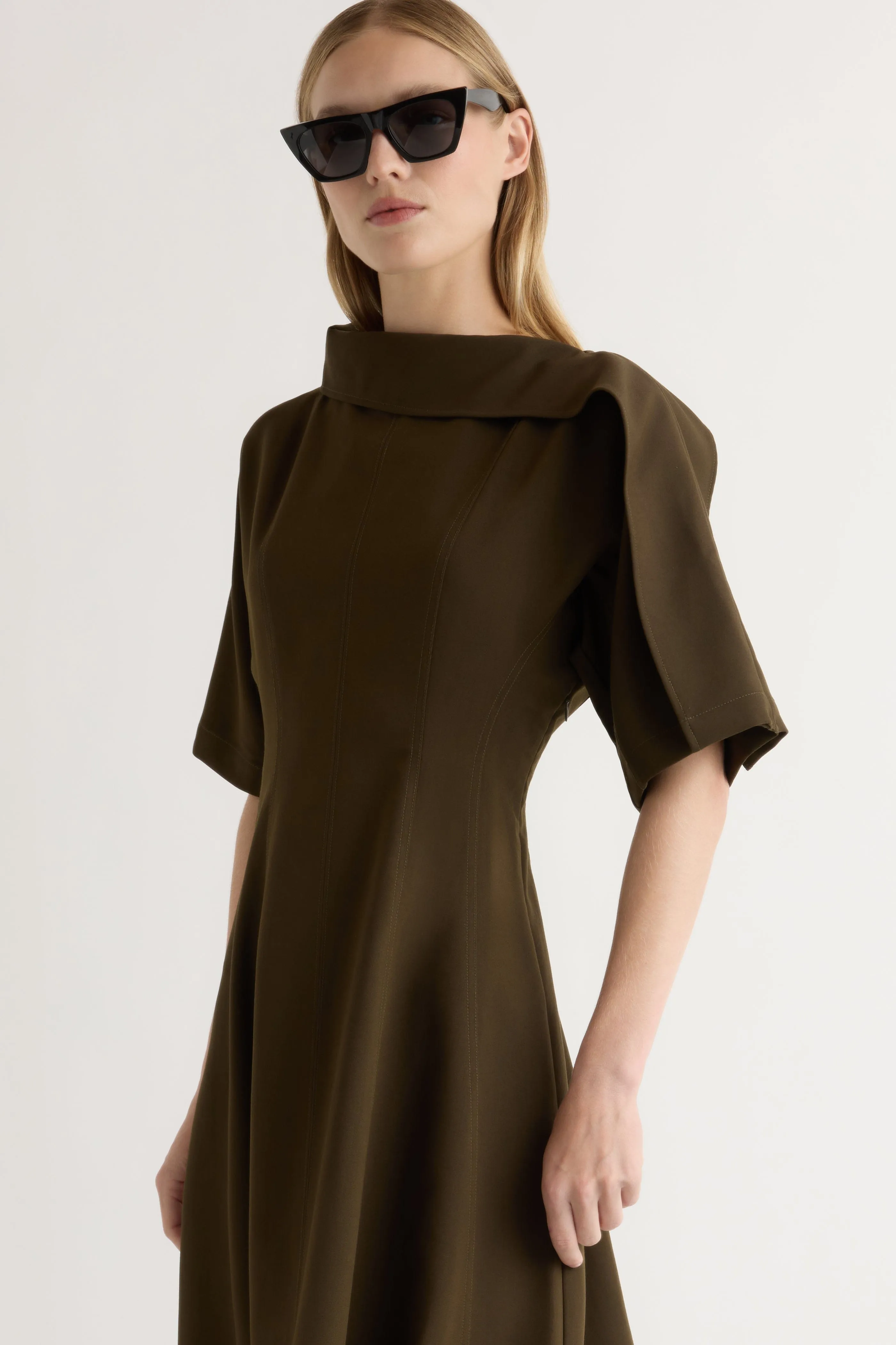 ElasticBinding SeamFreeEngineering Addison Foldover Scarf-Neck Dress