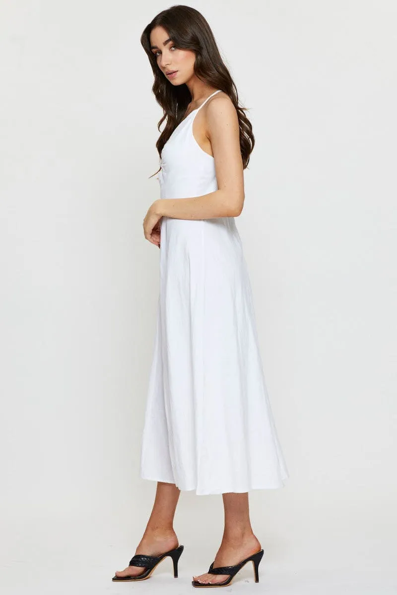 White A Line Dress Sleeveless Midi Wood Deck Olive Grove