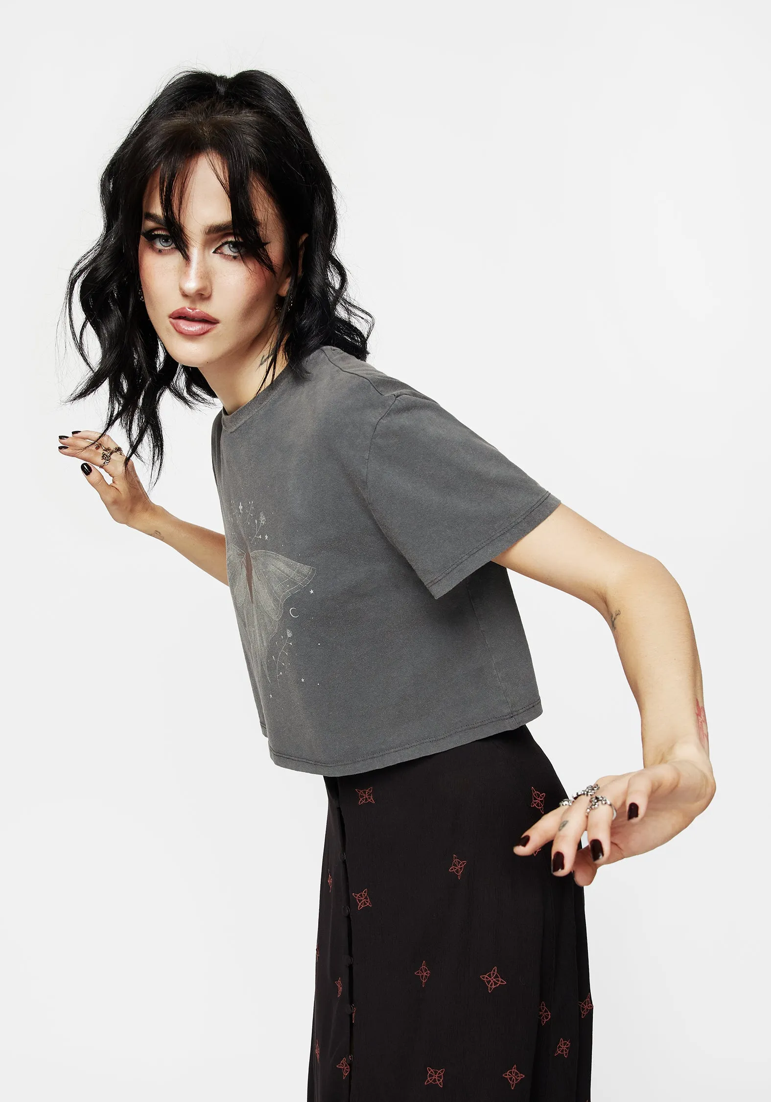 Comfy Design Lightweight Layer Drift Cotton-Blend Jersey Cropped T-Shirt