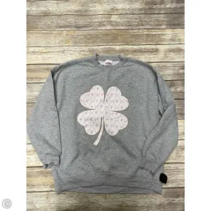 Sweatshirt Crewneck By Pink Lily In Grey & Pink, Size: L StaticFreeLining Handmade Glow