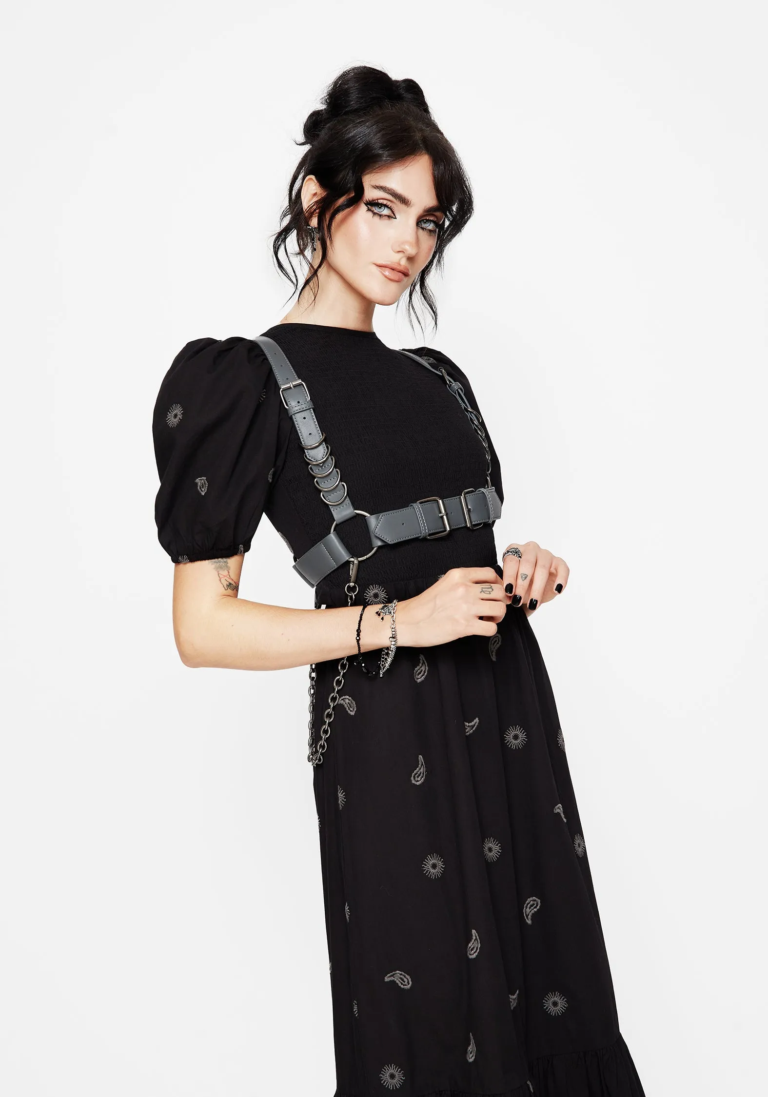 Dawn Sun Embroidered Tiered Maxi Dress Night Glow Off Shoulder