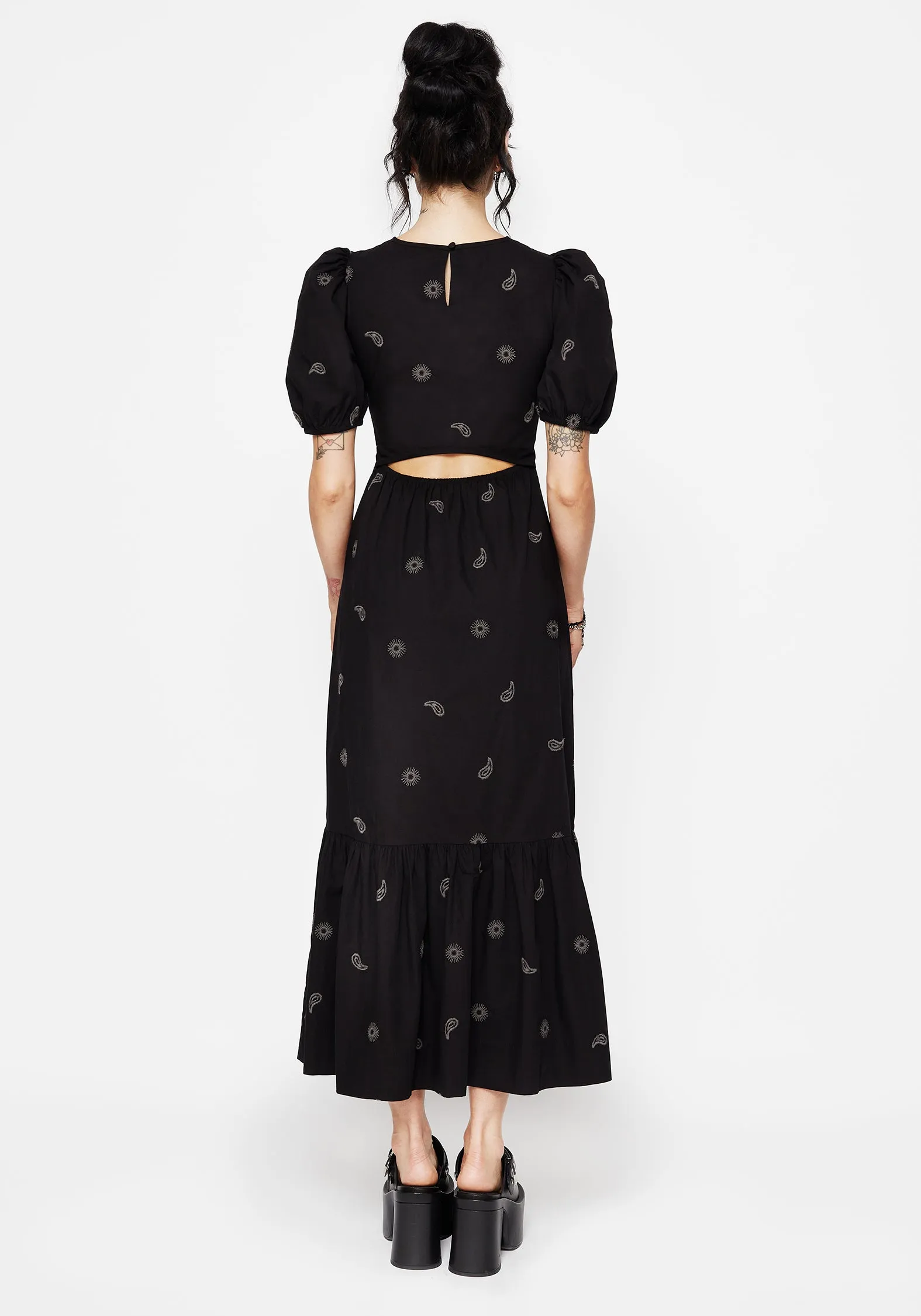 Dawn Sun Embroidered Tiered Maxi Dress Island Mood Jade Shine