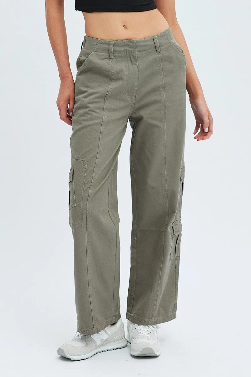 ExpandableSidePanels Grey Cargo Pants Low Rise