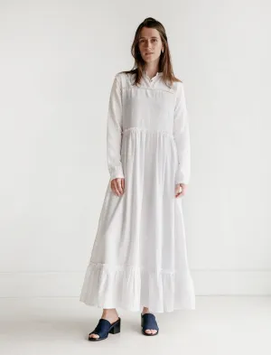 wrinkle free Warm Pullover Phyphy Double Thread Khadi Dress White