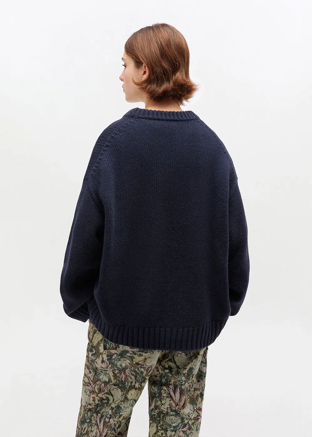 Sleek Design Flexible Collar Opening Chunky Wool Mix Sweater