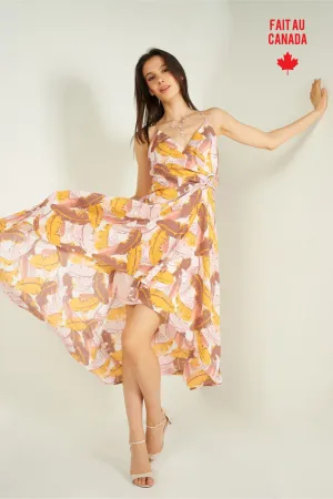 Robe asym??trique en chiffon - OLISA - (R-C14) The classic cut of this maxi dress ensures a flattering fit for all body types Puff Sleeve