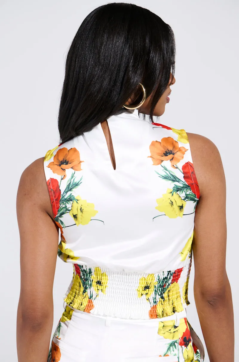 loading MIND MY OWN FLORAL SATIN BLOUSE