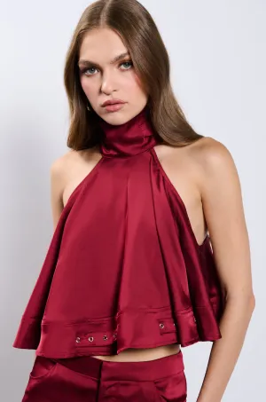 export TIL WE MEET AGAIN SATIN HALTER TOP
