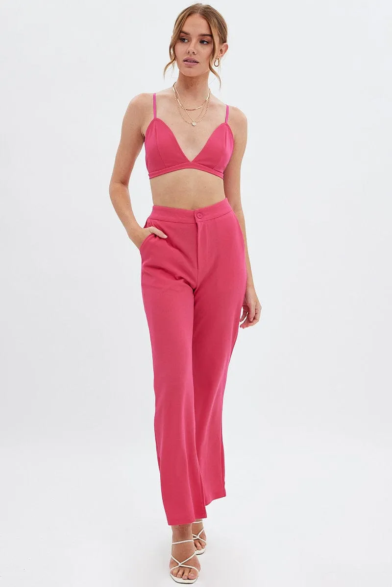 Pink High Waist Pants Non Restrictive Cut