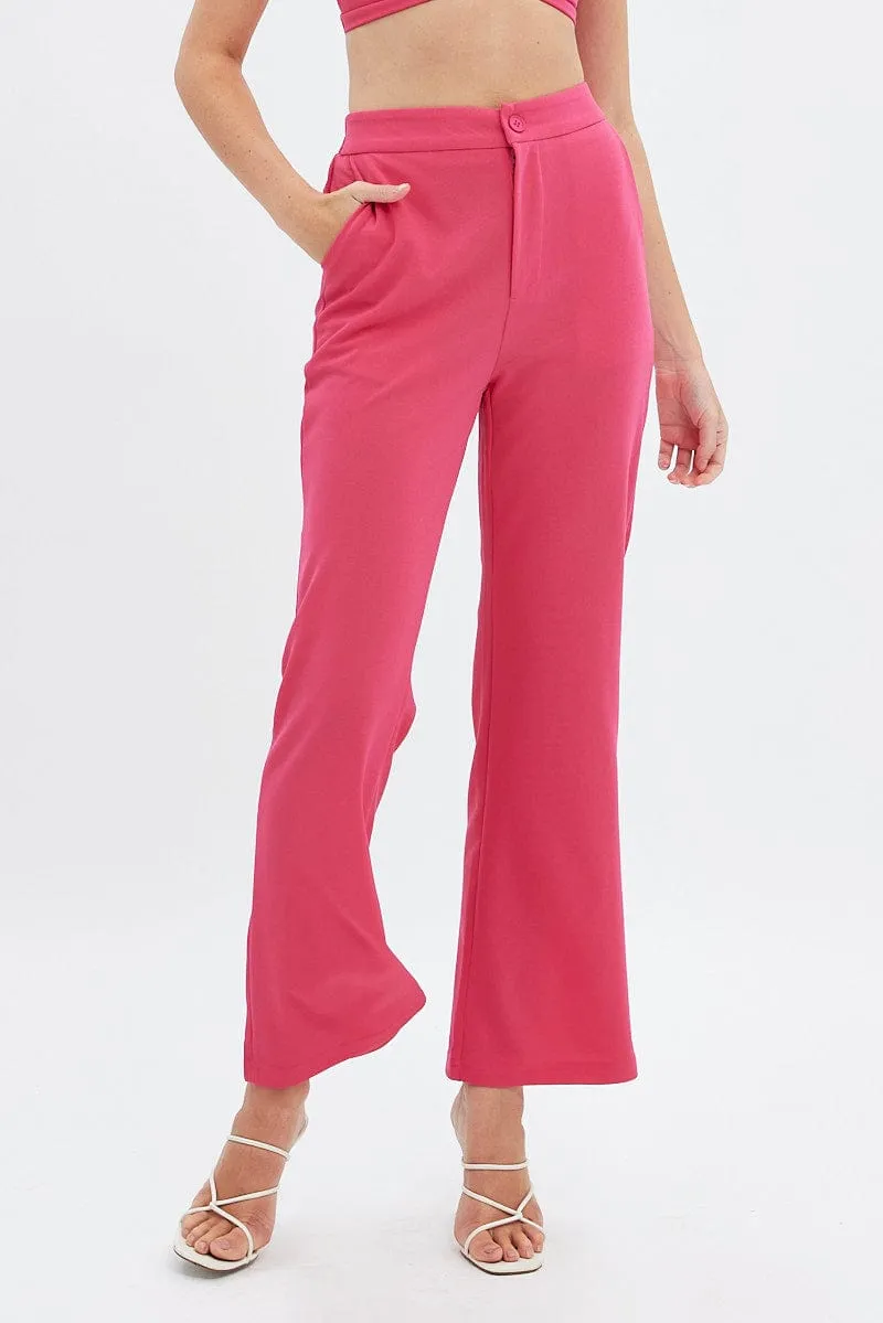 Casual Layering Pink High Waist Pants