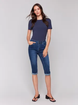 Artist Vibe Everyday Stretch Denim Pedal Pushers - Indigo