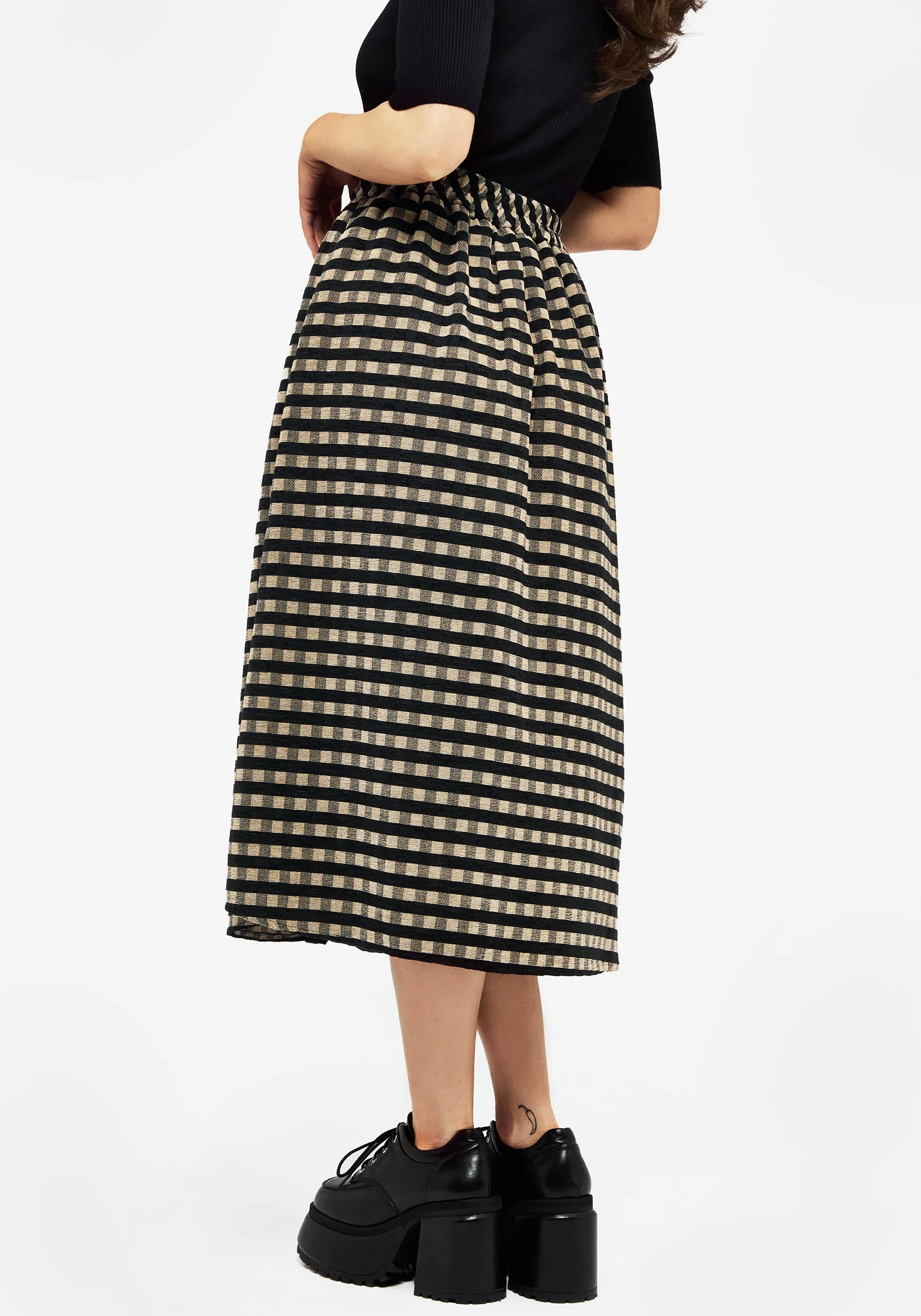 Sensus Check Button Front Midi Skirt Maternity Friendly Bold Look