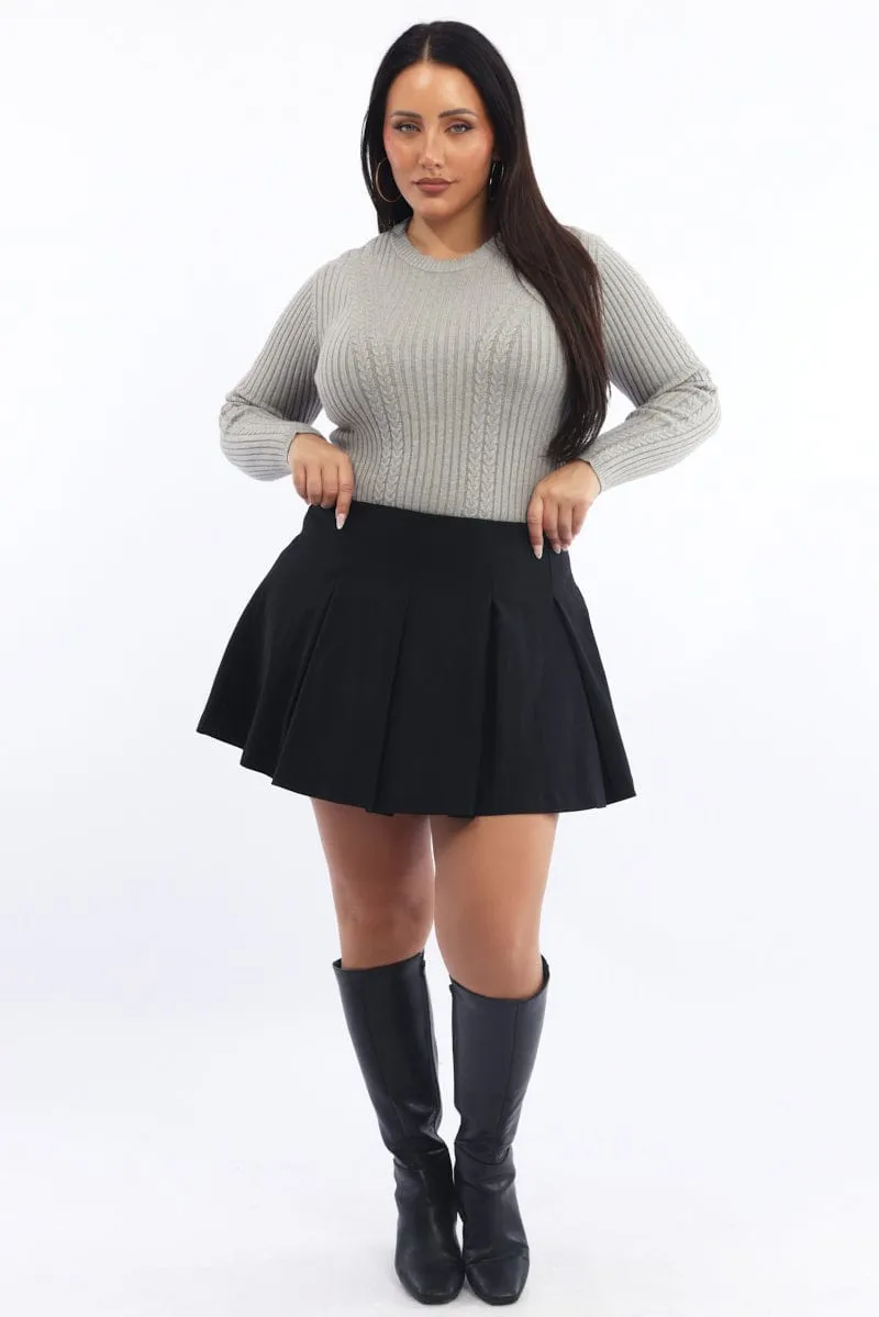 Bold Mood Black Bengaline Mini Skorts Skirt