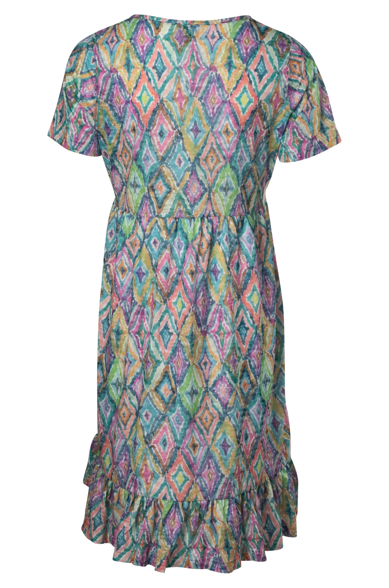 Heat Safe Everyday Comfort Frill hem Burnout Dress | Multi Diamonds | 6057A1