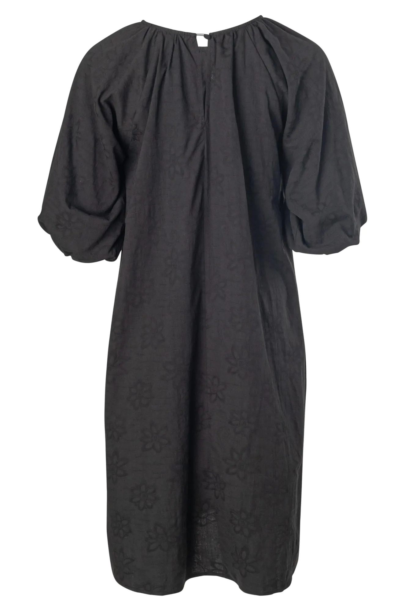 Friend Vibe Effortless Style 100% Cotton Jacquard Flower Dress | Black | 6127A1