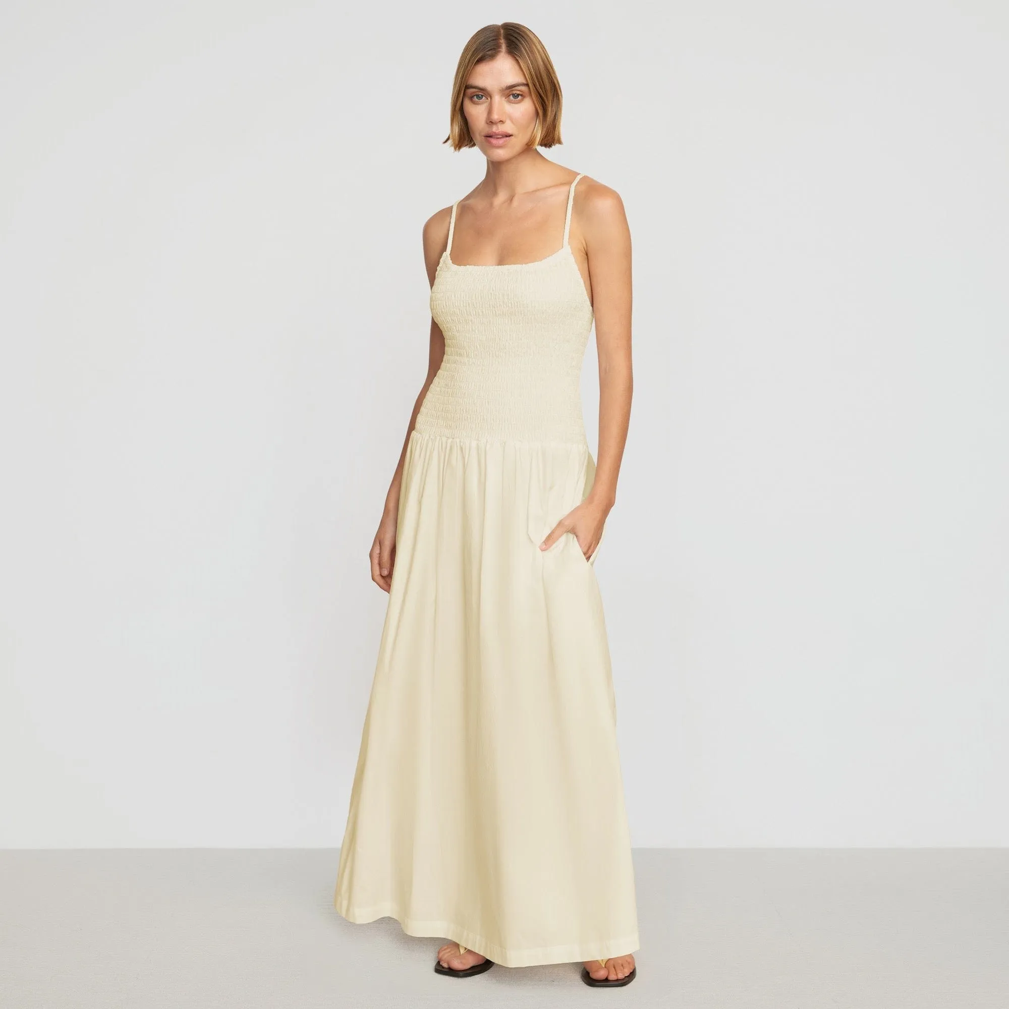Venus Smocked Midi Dress Layered Skirt Beach Ready